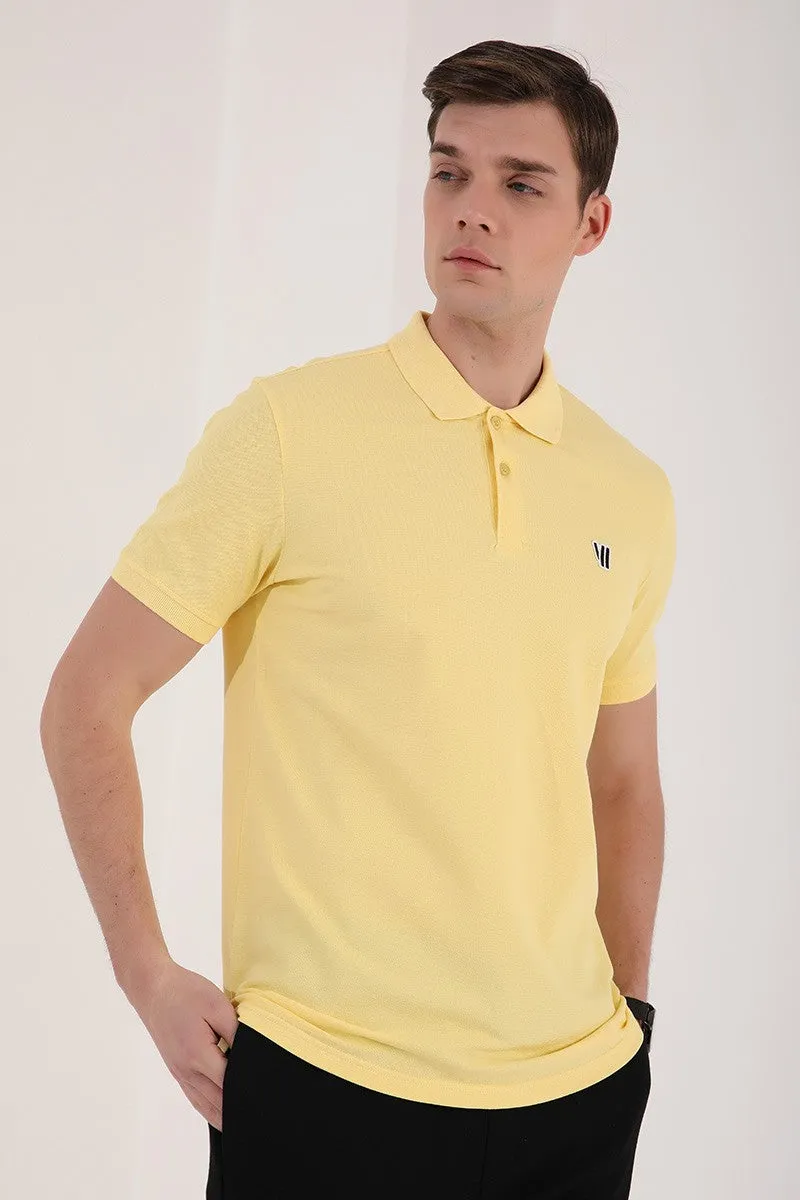 basic göğüs logolu standart kalip triko polo yaka erkek t-shirt - 87768