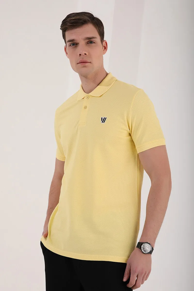 basic göğüs logolu standart kalip triko polo yaka erkek t-shirt - 87768