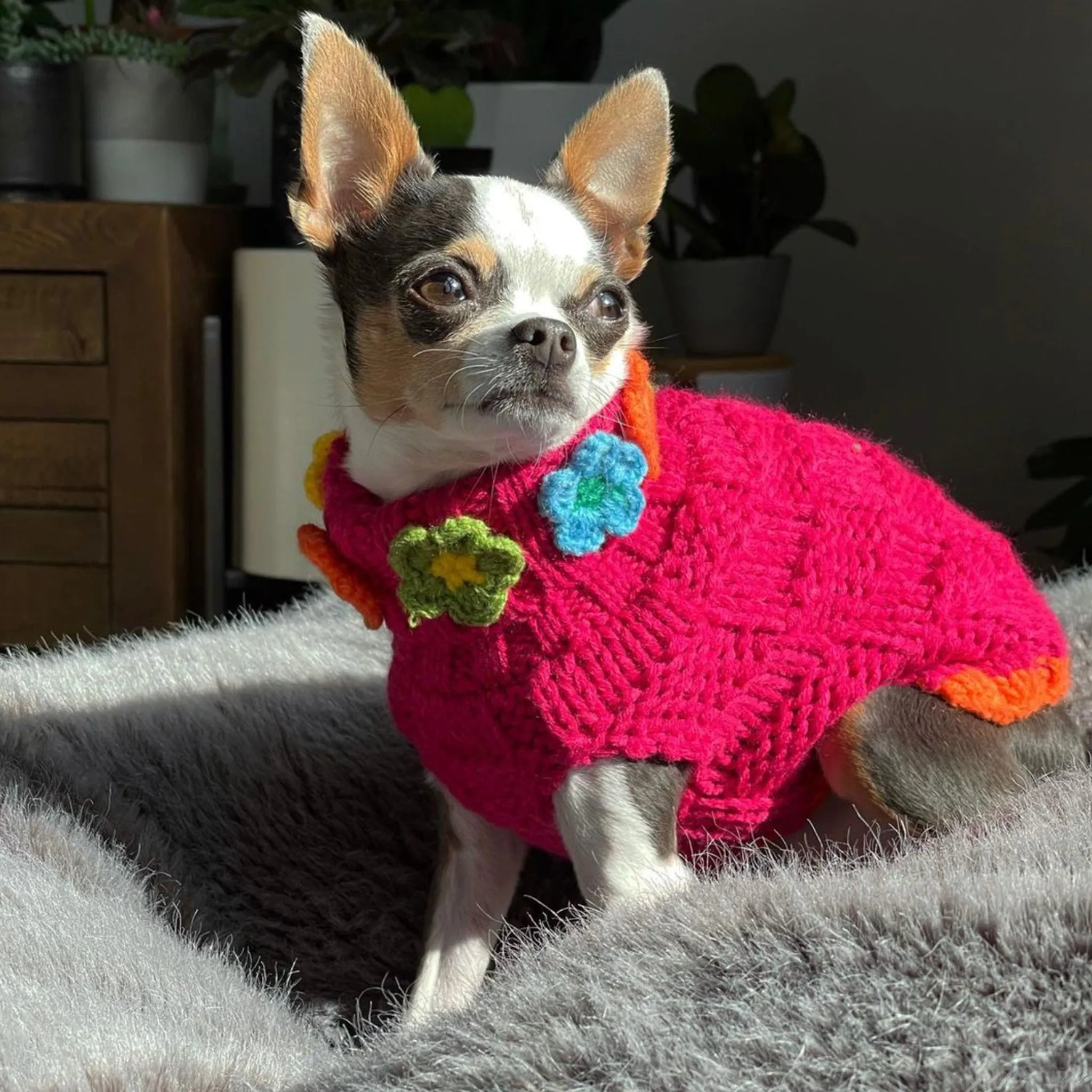 Basketweave Floral Sweater