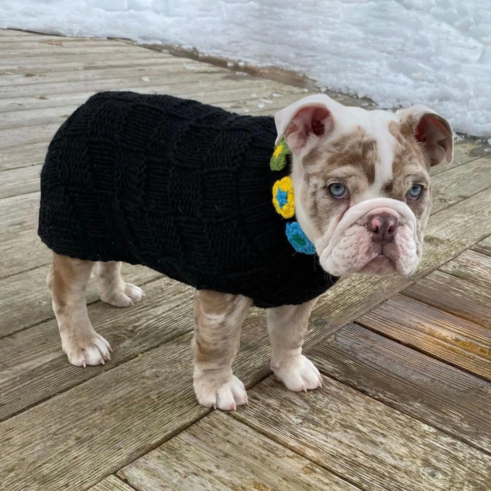 Basketweave Floral Sweater