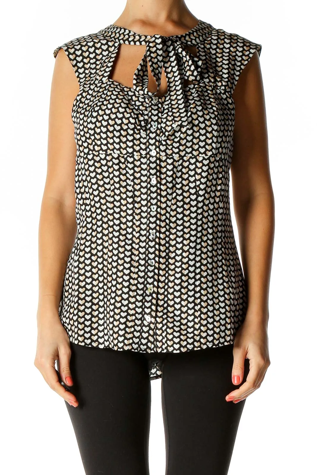 Beige Object Print Chic Blouse