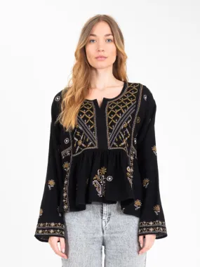 Blouse noire brodée HIPPY