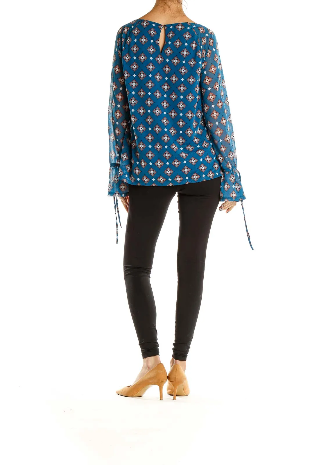 Blue Geometric Print Chic Blouse