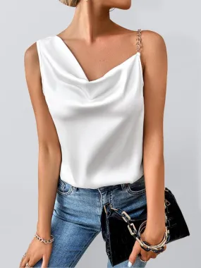 Chic Asymmetrical Chain Strap Top for Sophisticated Nights