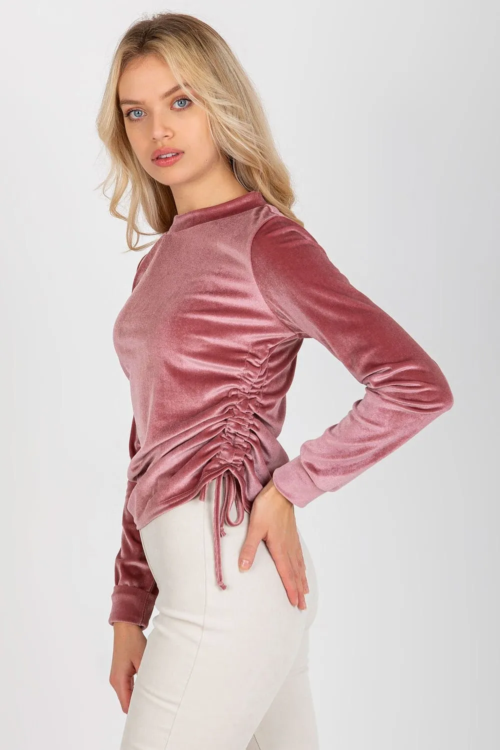 Chic Customizable Velour Blouse - Soft Cotton Fusion