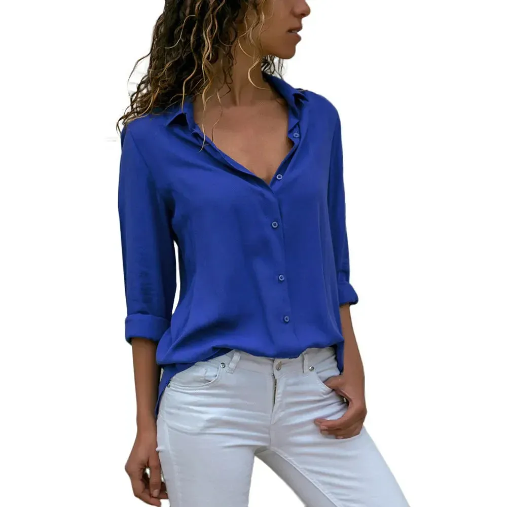 Chic Short Sleeve Button Blouse for Women