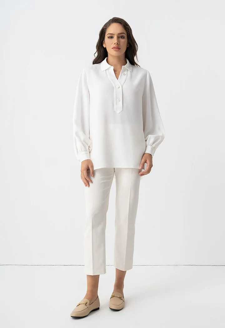 Choice Basic Straight Legs Formal Trousers Off White