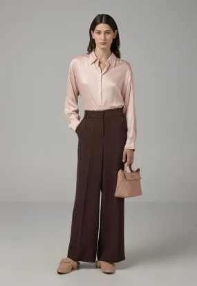 Choice Basic Straight Wide Leg Trousers Brown