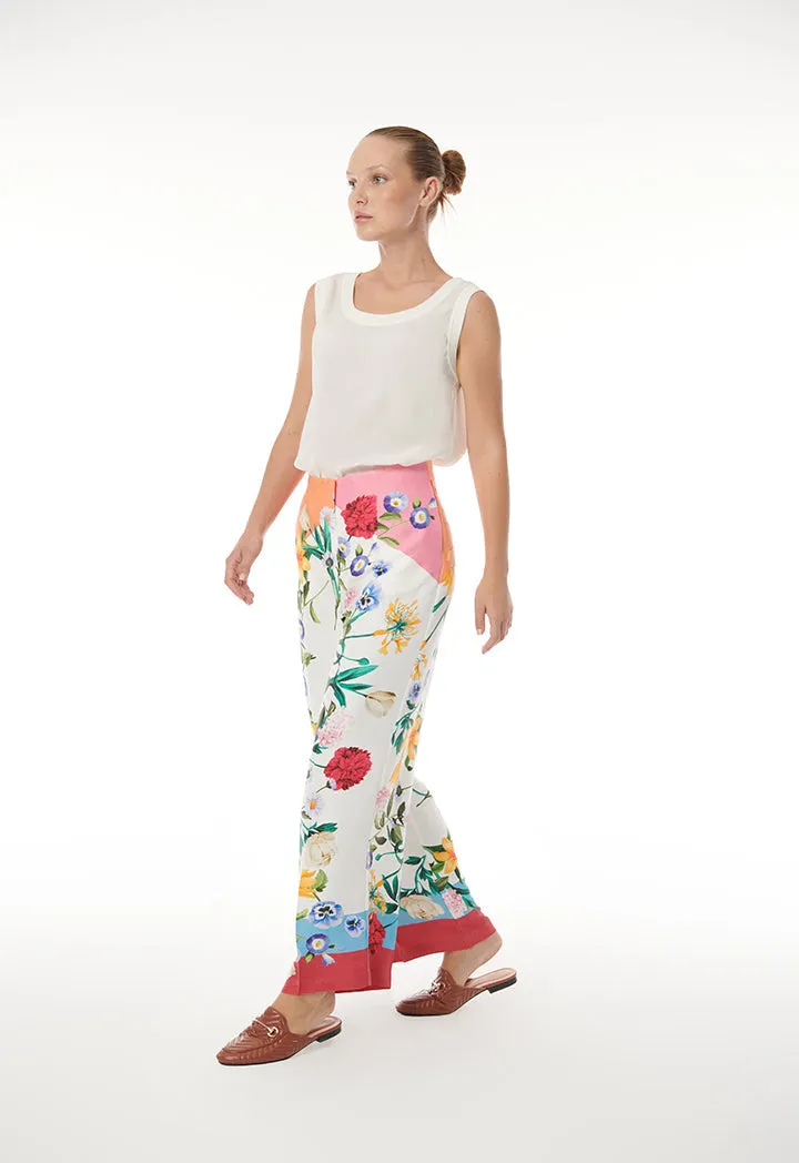 Choice Floral Multicolored Printed Straight Pants Multicolor