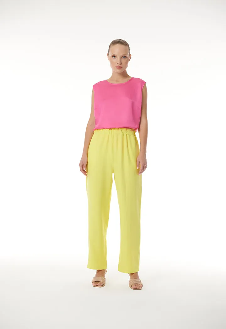 Choice Gathered Waist Wide Leg Pants Yellow