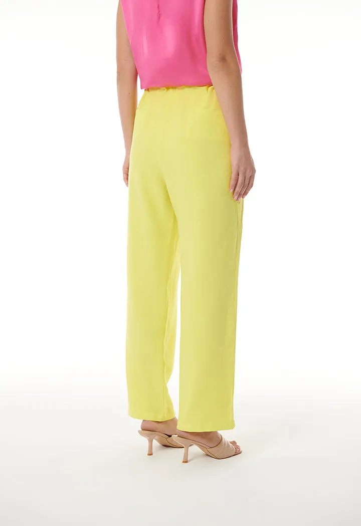 Choice Gathered Waist Wide Leg Pants Yellow