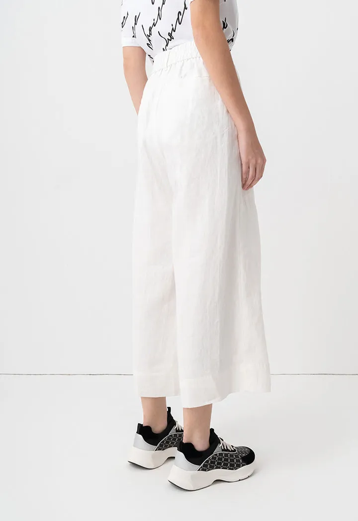 Choice Solid Wide Leg Trousers Off White