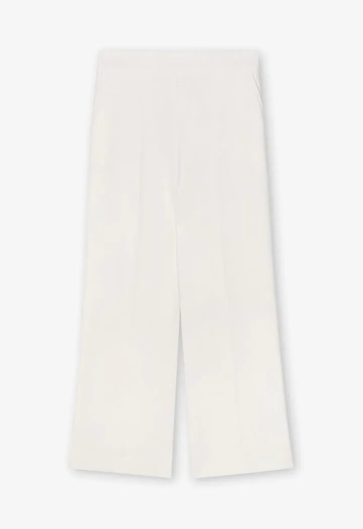 Choice Wide Leg Solid Trousers Off White