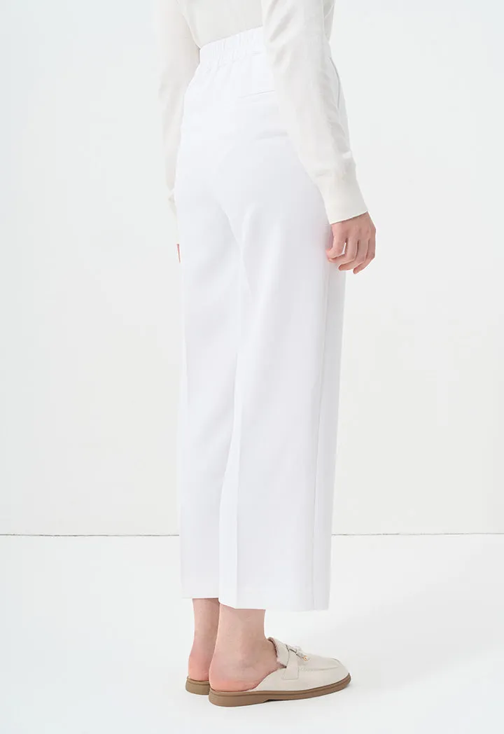 Choice Wide Leg Solid Trousers Off White