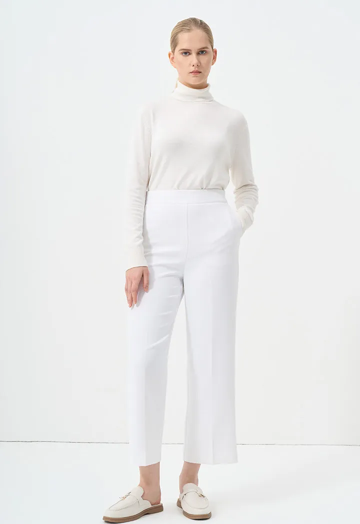 Choice Wide Leg Solid Trousers Off White