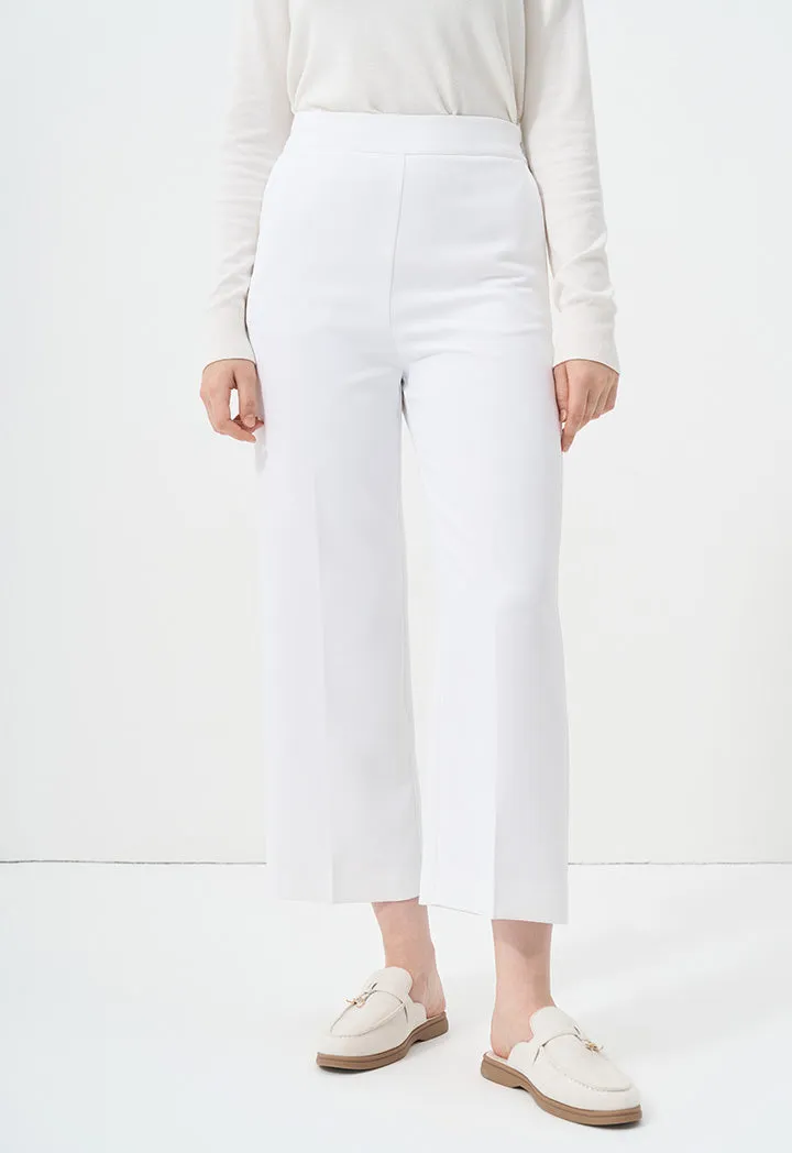 Choice Wide Leg Solid Trousers Off White