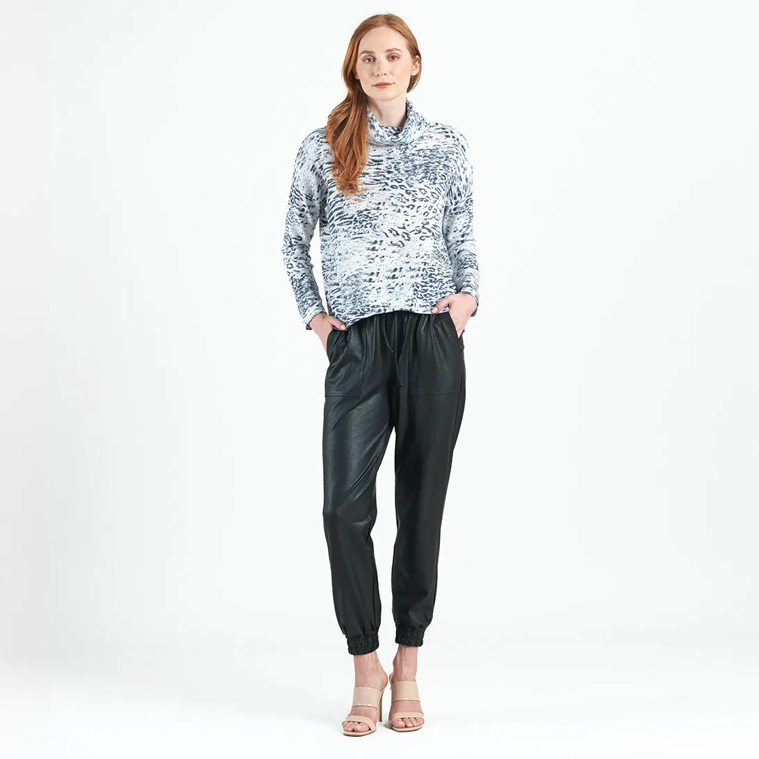 Cozy Shimmer Texture - Tipped Hem Sweater Top - Snow Leopard - Final Sale!