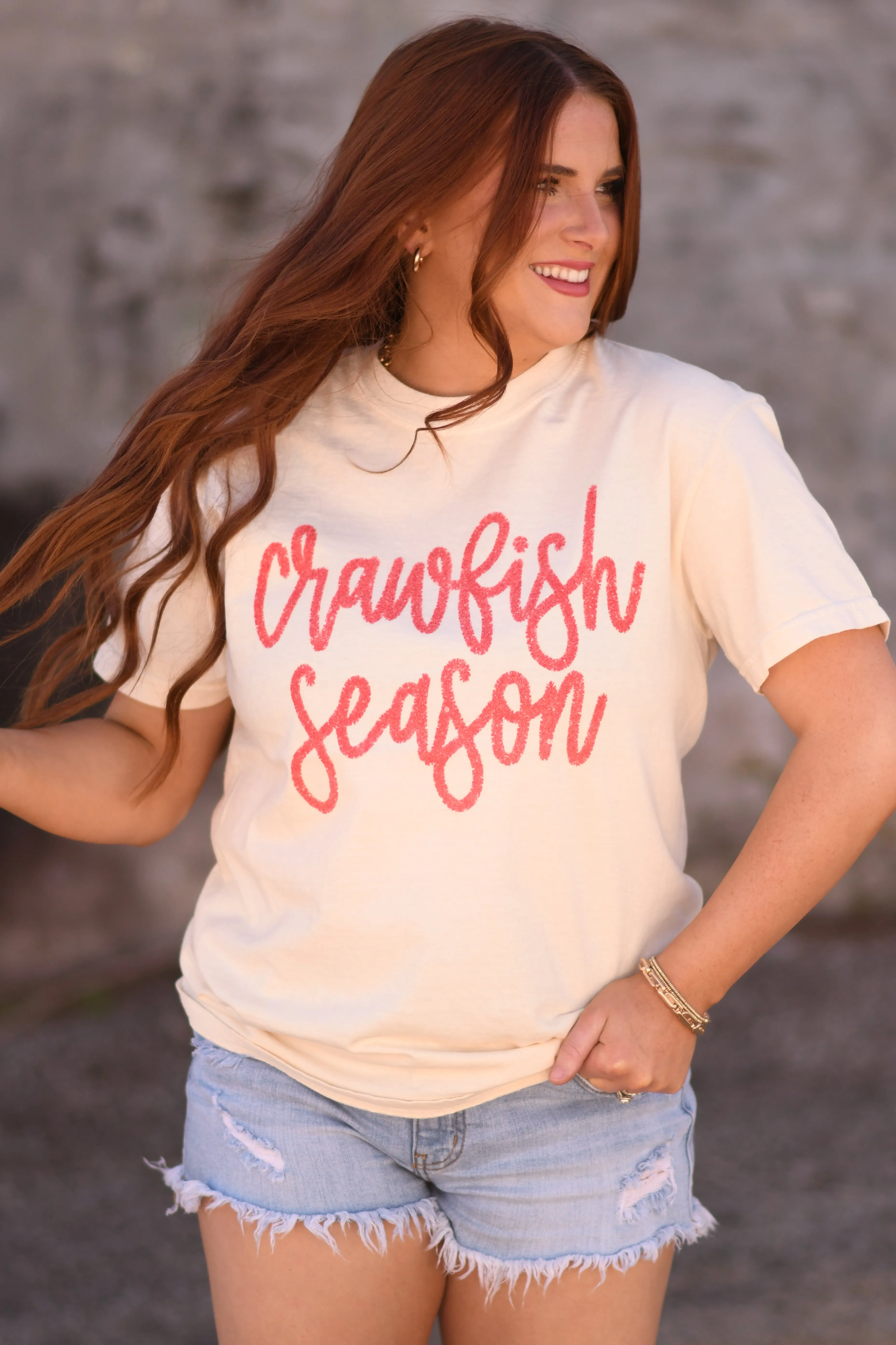 Crawfish Season Faux Tinsel tee