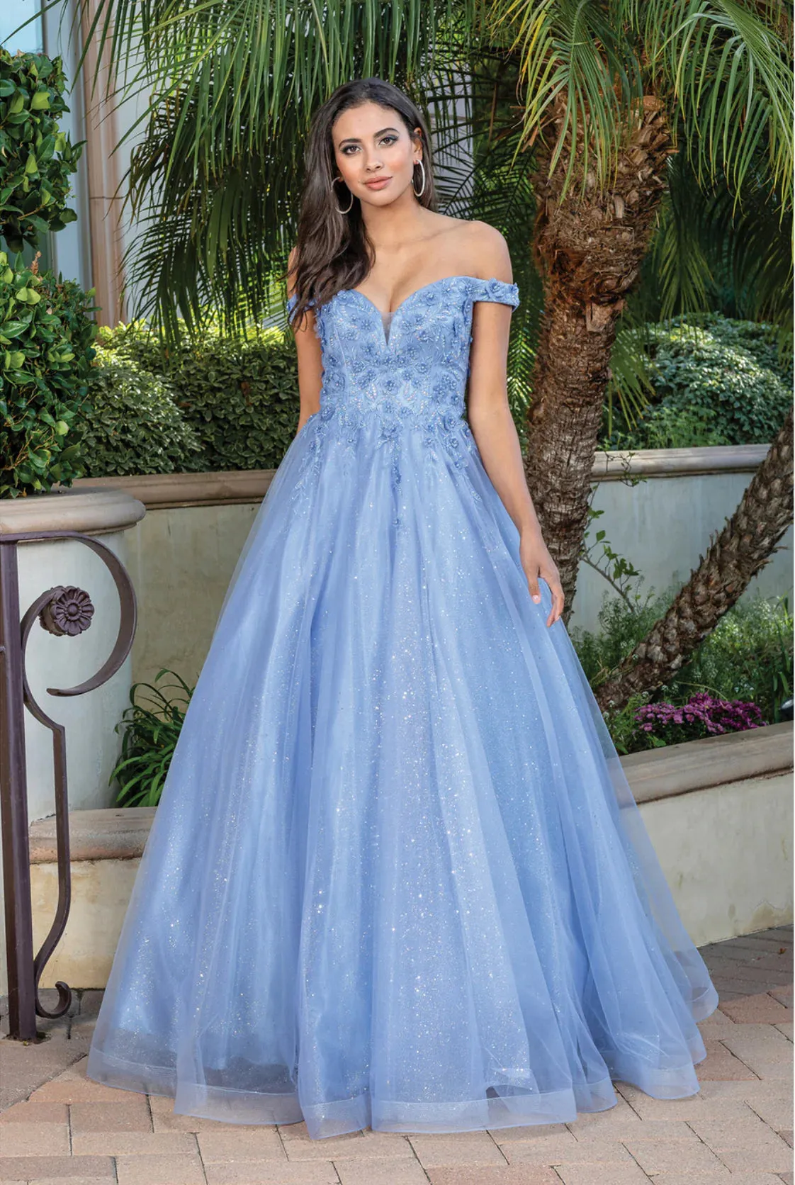 Dancing Queen 4316 Prom Dress Long A Line off the shoulder Shimmer Lace Ballgown