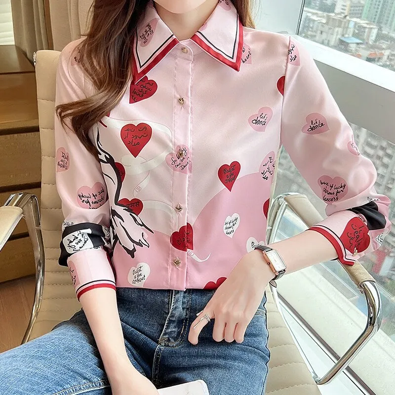 deanwangkt Spring Summer Women's Blouses New chic printing ladies shirts Long Sleeve Shirts Tops Blusas Mujer