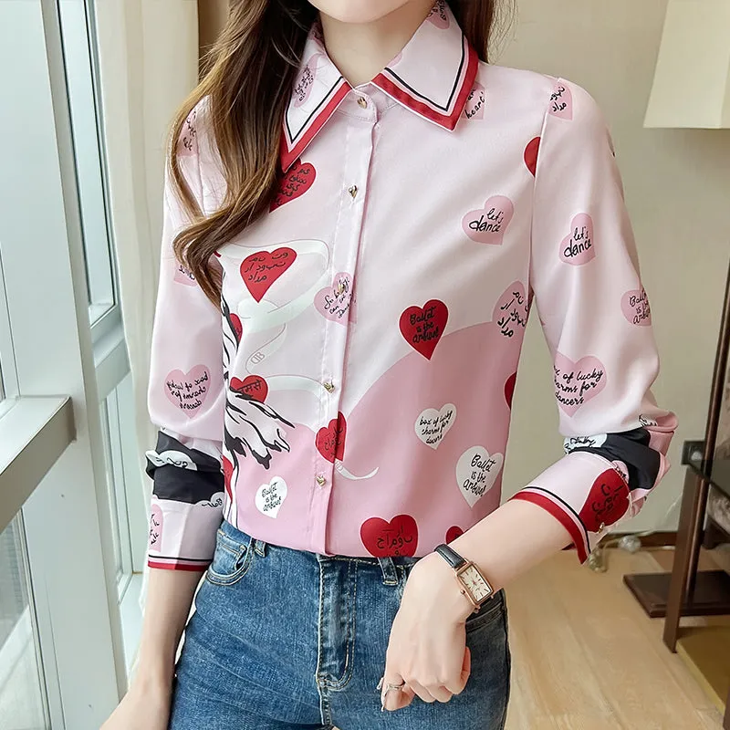 deanwangkt Spring Summer Women's Blouses New chic printing ladies shirts Long Sleeve Shirts Tops Blusas Mujer