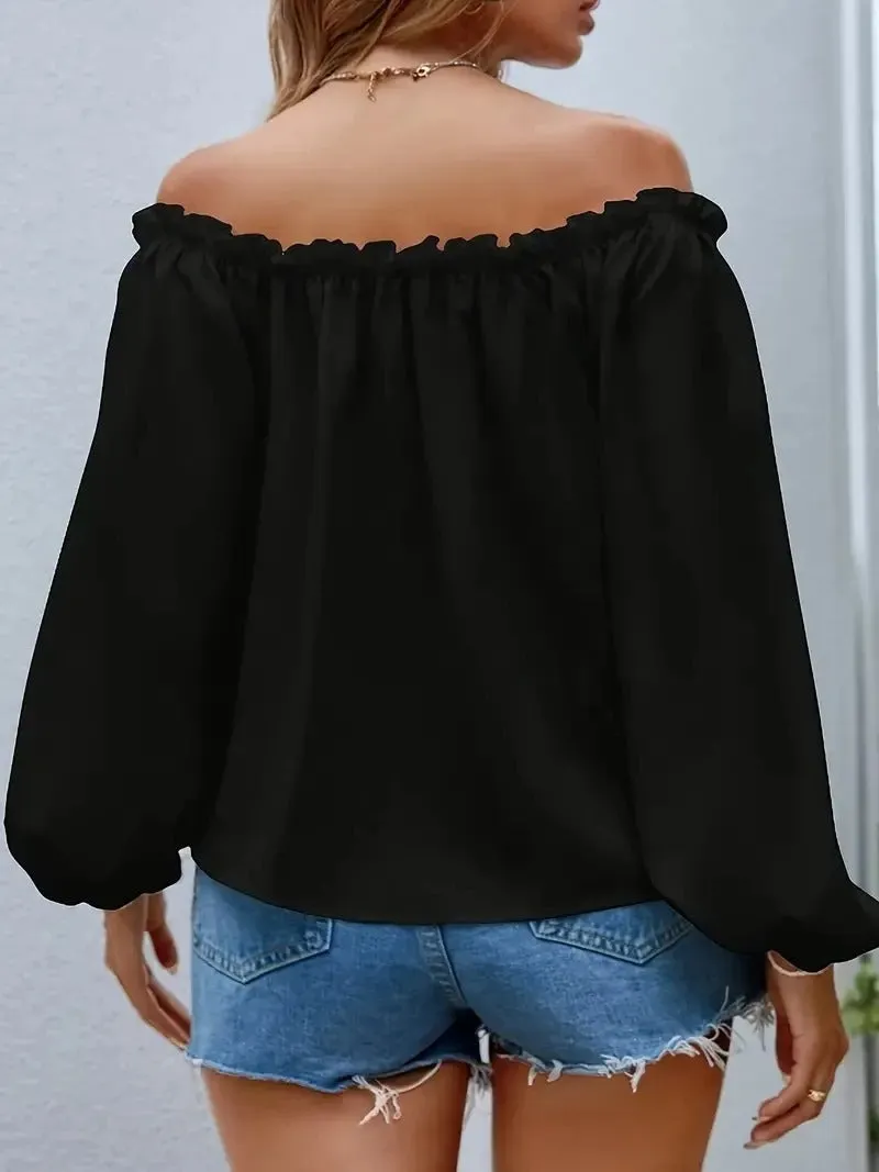 Elegant Off-Shoulder Pleated Blouse for Women