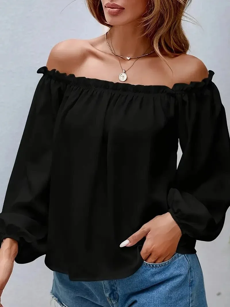 Elegant Off-Shoulder Pleated Blouse for Women