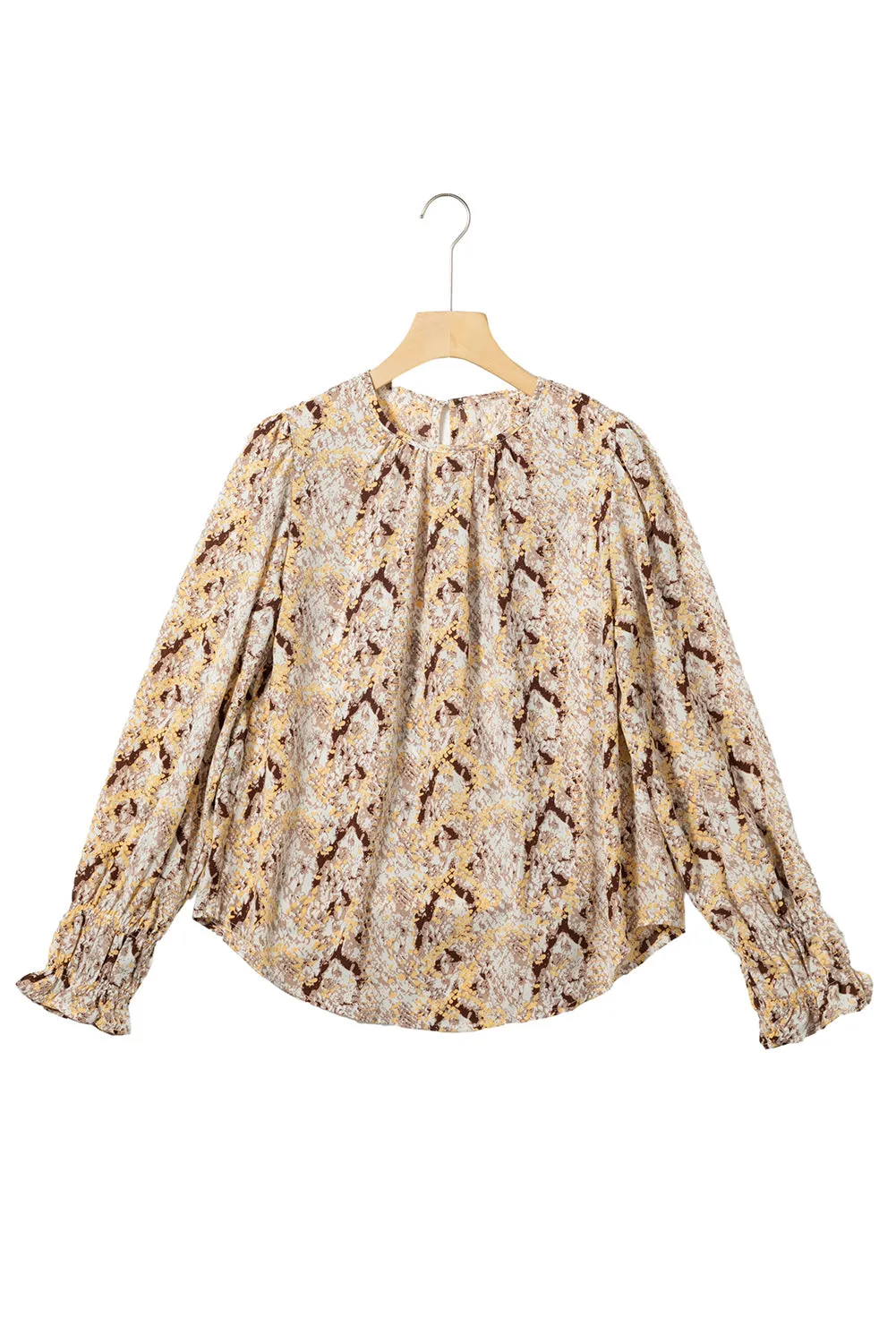 Glitter Snake Grain Pleated Blouse