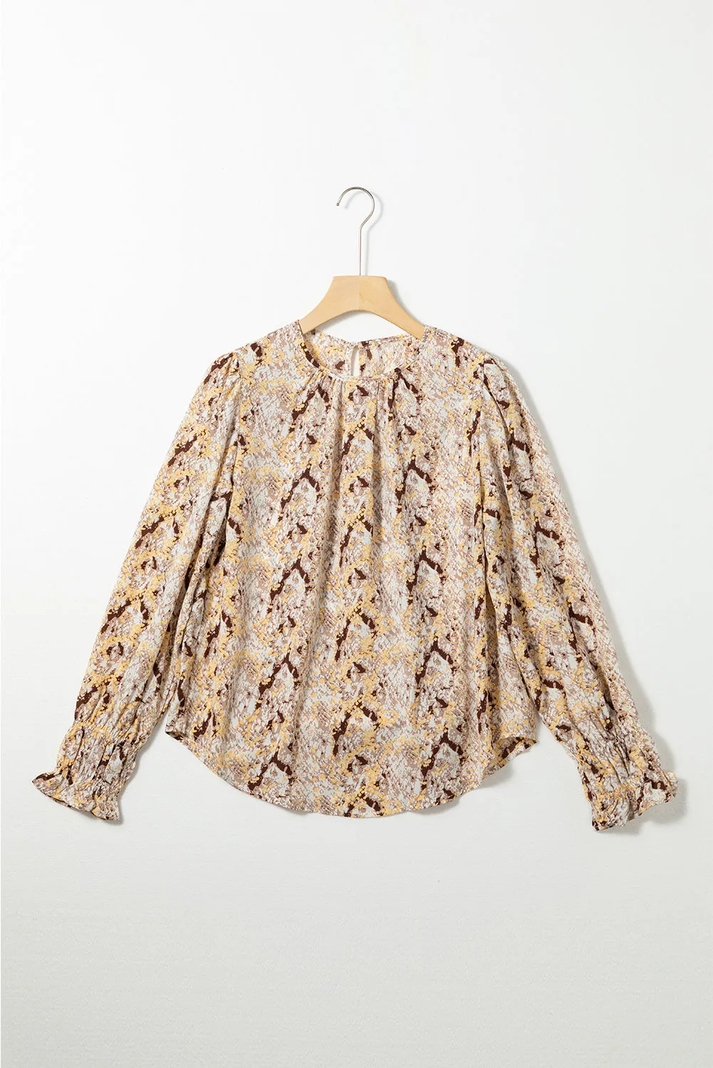 Glitter Snake Grain Pleated Blouse