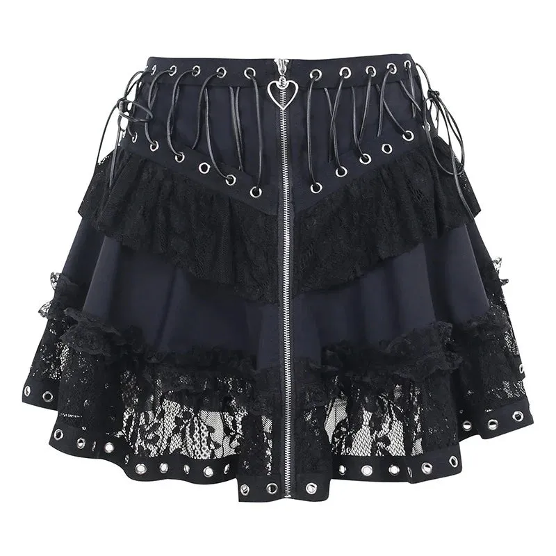 Gothic Black Skater Kawaii Skirt