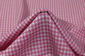 Houndstooth Italian Wool Suiting - Pink / White