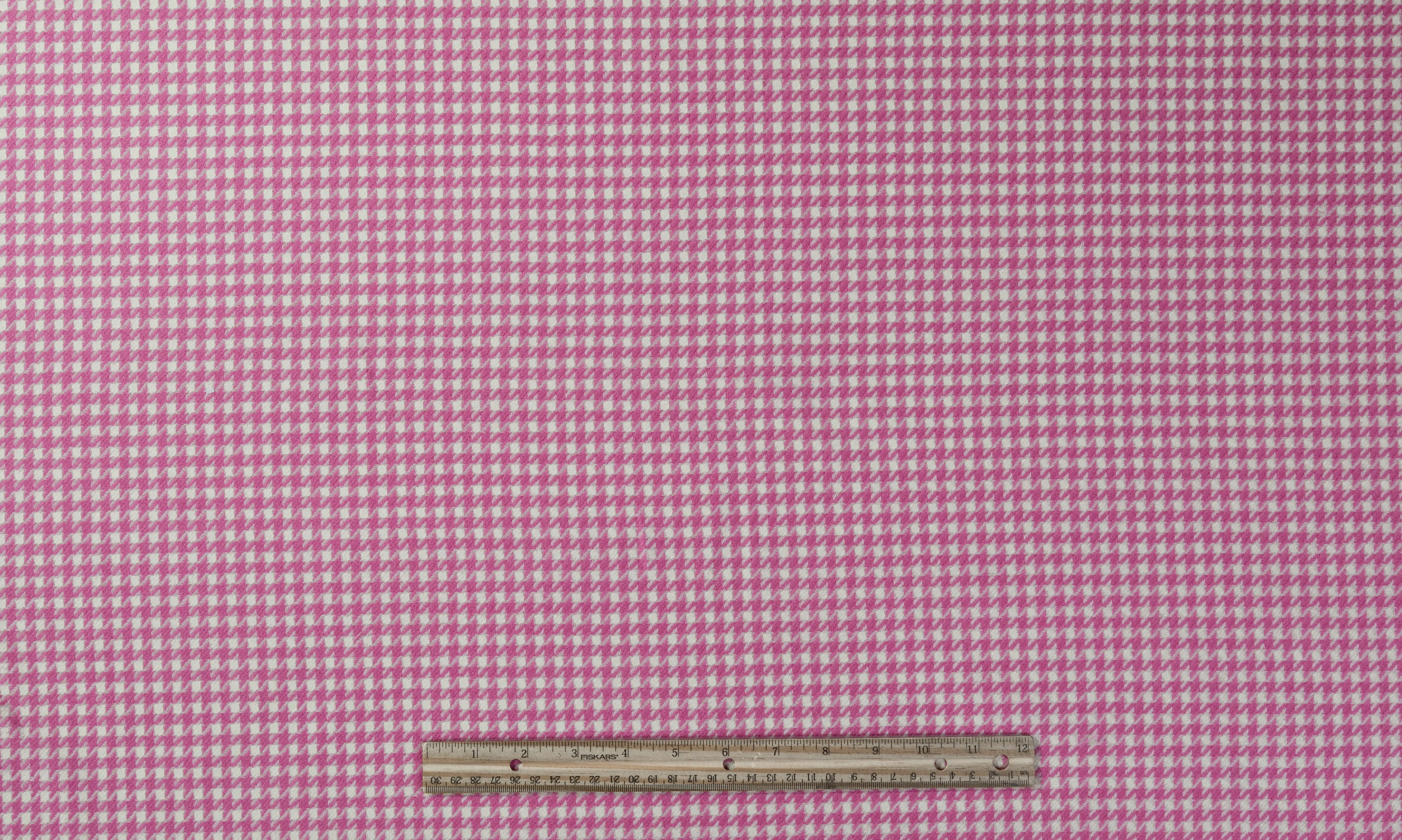 Houndstooth Italian Wool Suiting - Pink / White