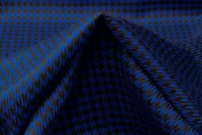 Houndstooth Italian Wool Suiting - Royal Blue / Black