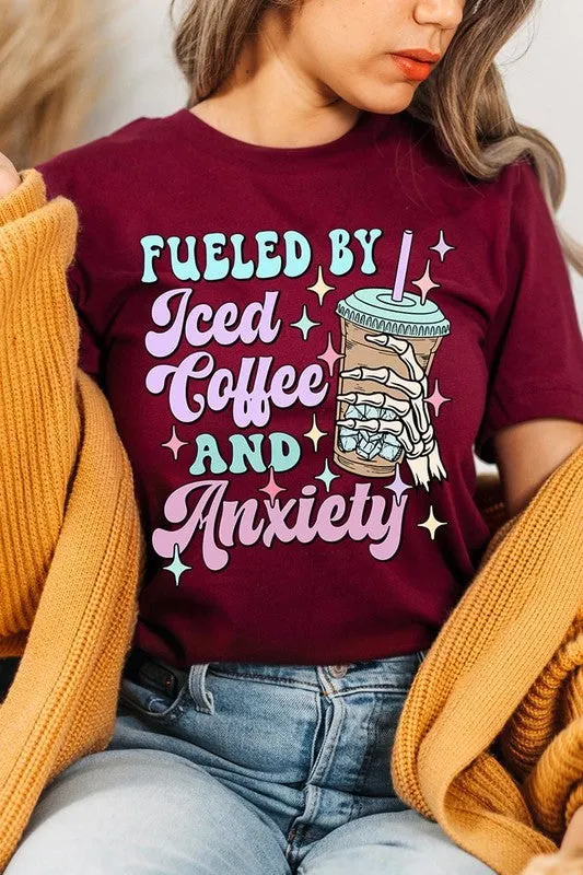 Iced Coffee Anxiety Skeleton Graphic T Shirt