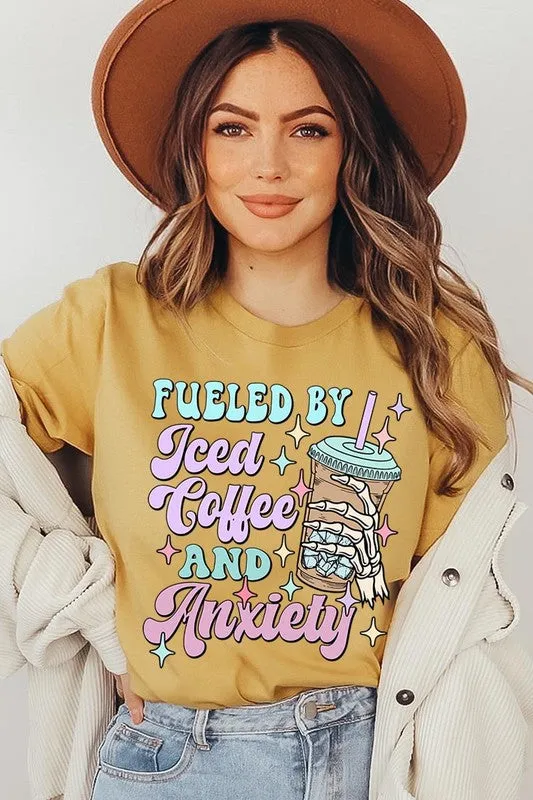 Iced Coffee Anxiety Skeleton Graphic T Shirt