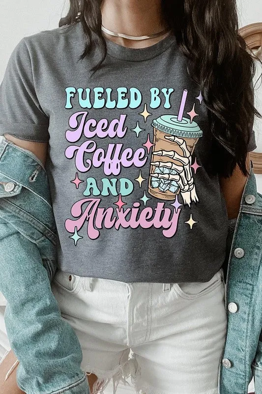 Iced Coffee Anxiety Skeleton Graphic T Shirt