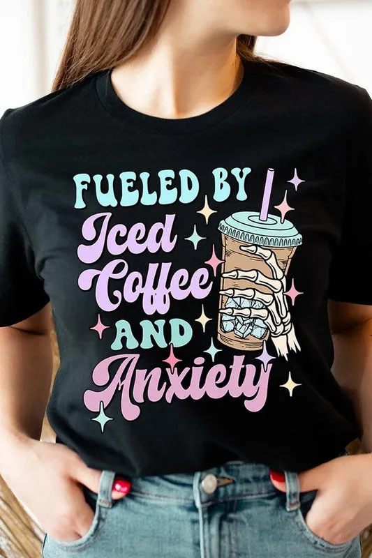 Iced Coffee Anxiety Skeleton Graphic T Shirt