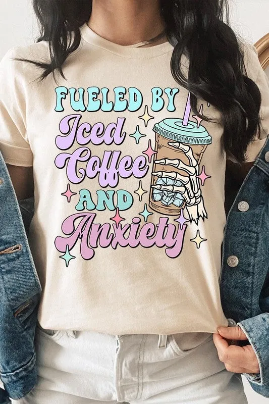 Iced Coffee Anxiety Skeleton Graphic T Shirt