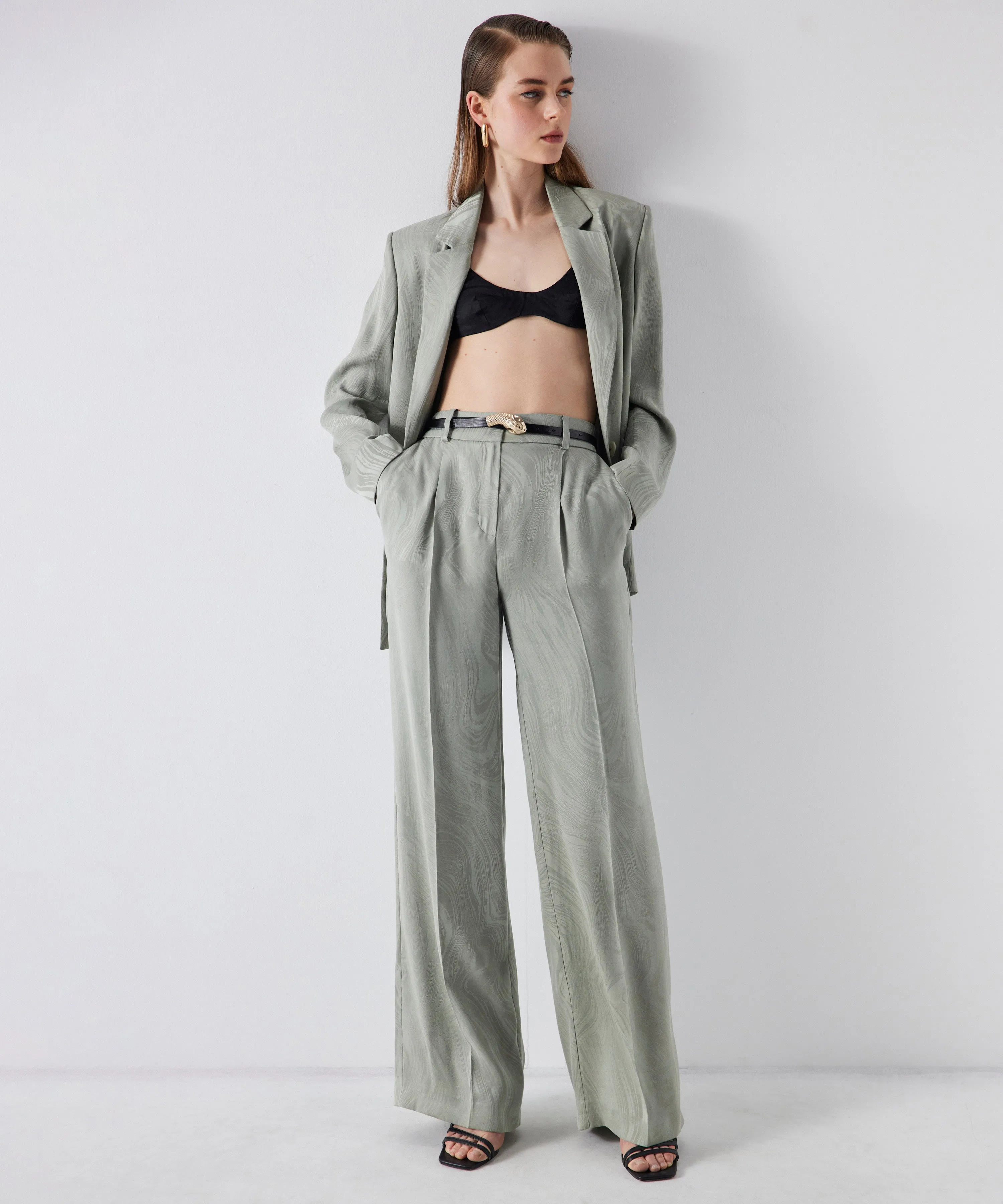 Ipekyol Jacquard Loose Trousers Light Green