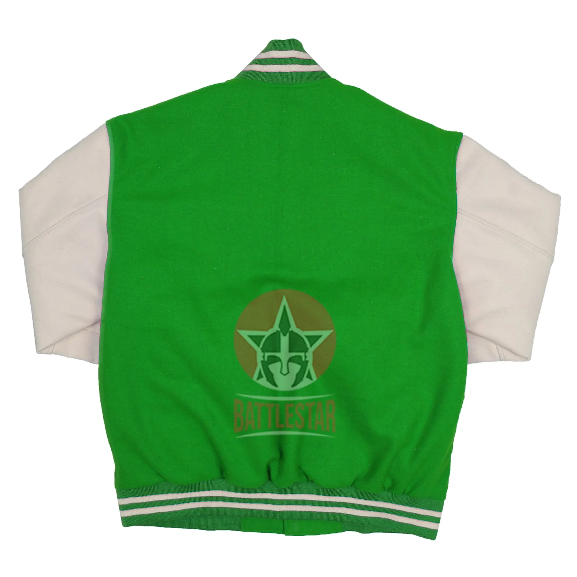 Kelly Green Wool Cream Leather Sleeves Varsity Baseball Jacket