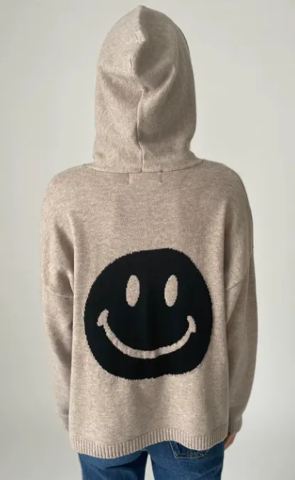 Latte Smiley Knit Hoodie