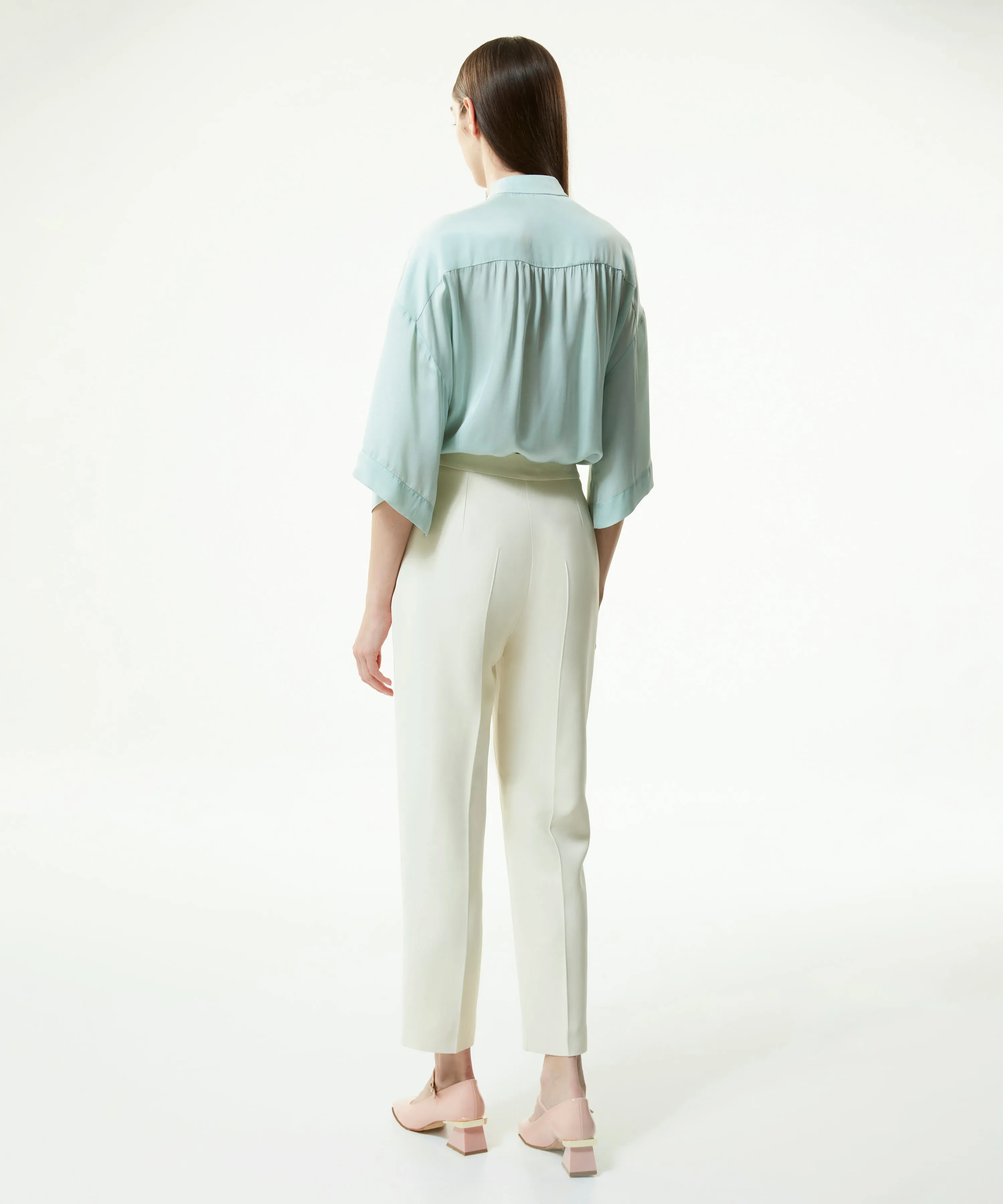 Machka Solid High Waist Trousers Off White