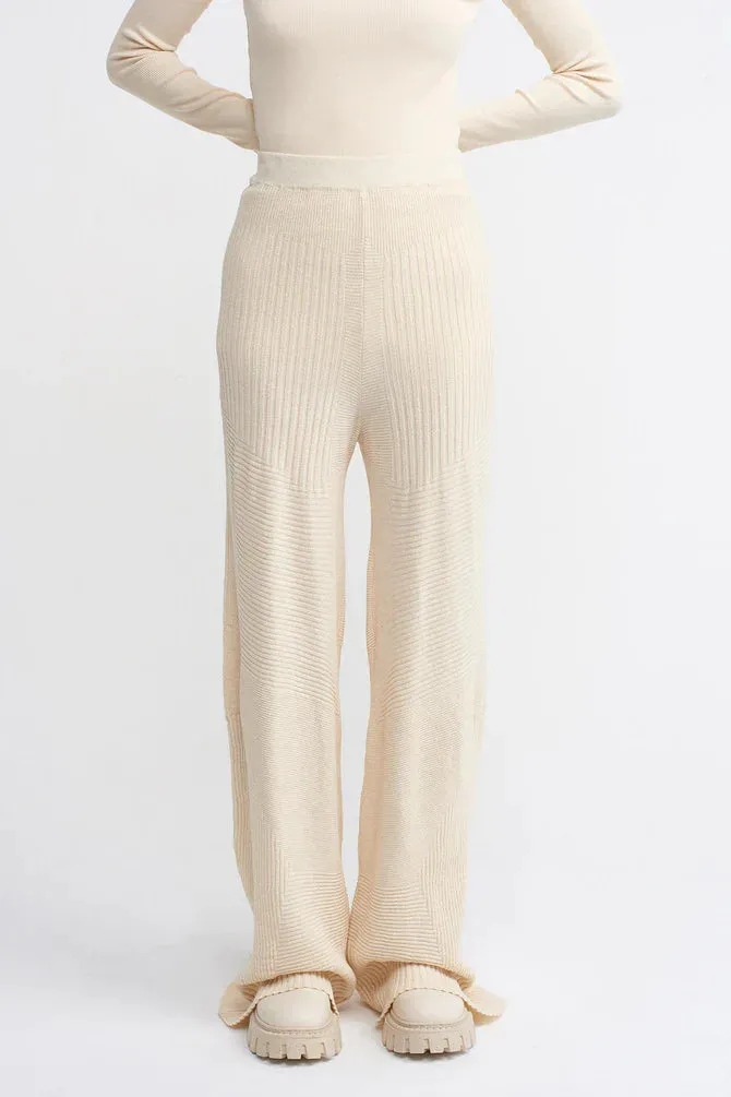 Nu Ribbed Wide Leg Trouser Natural