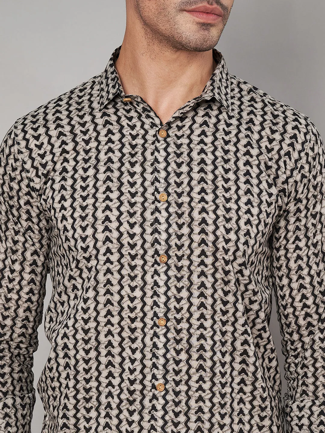 Pure Cotton Block Print Shirt for Men