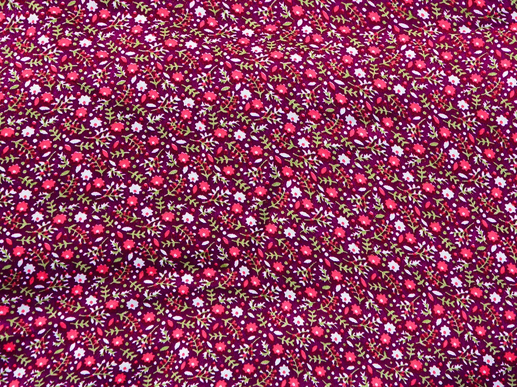 Purple & Pink Floral Digital Printed Premium Crepe Fabric