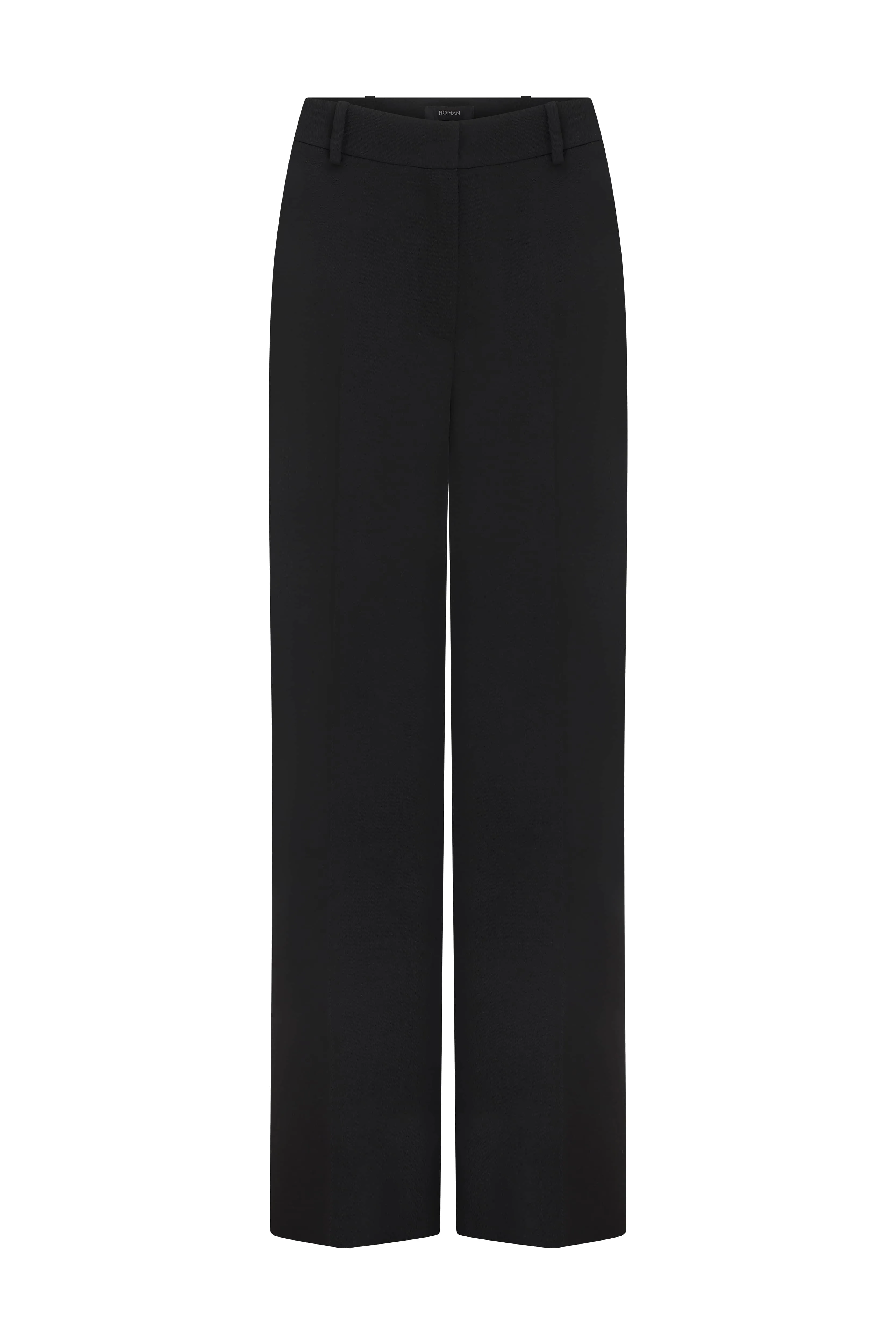 Roman Silk Crepe Palazzo Trousers Black