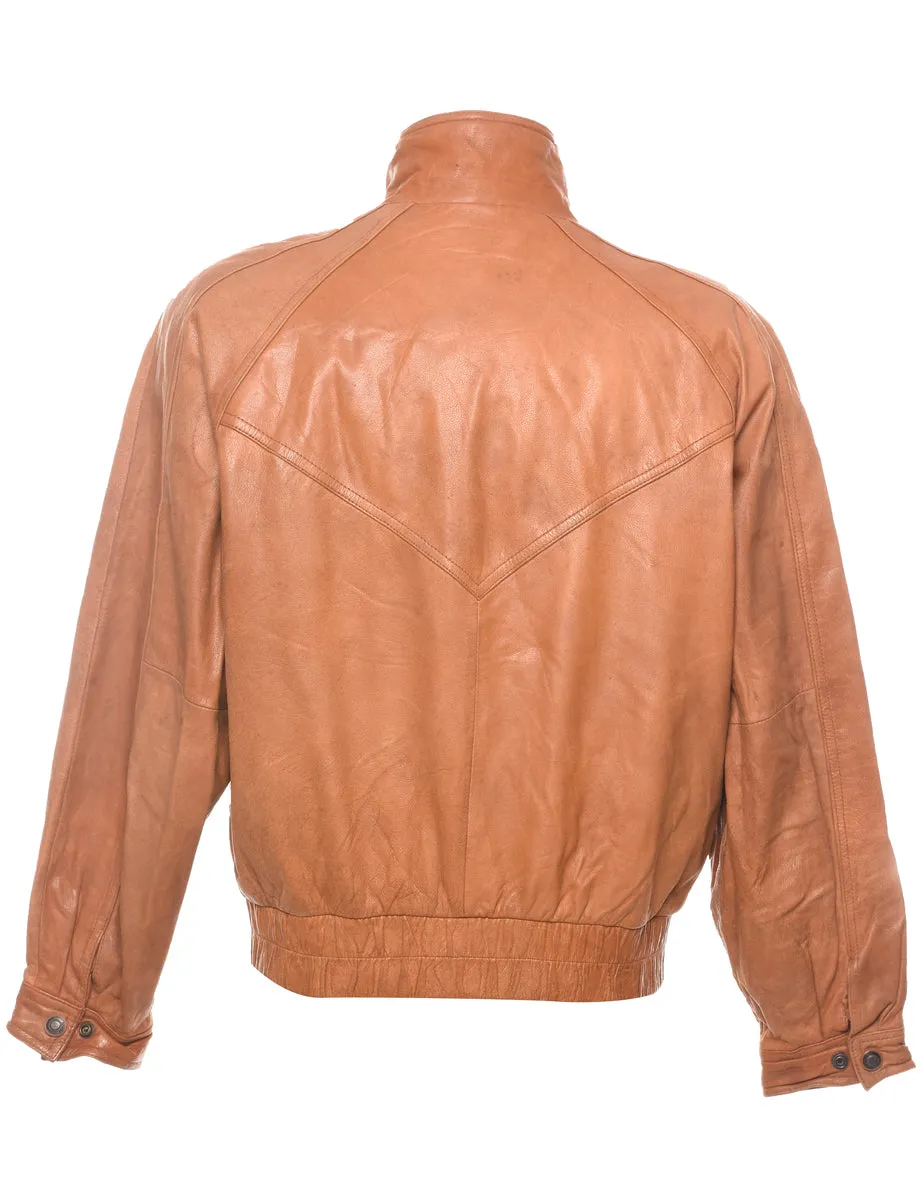 Tan Classic Leather Jacket - M